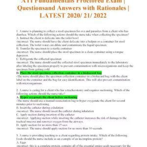 ATI Fundamentals Proctored Exam | Questionsand Answers with Rationales | LATEST 2020/ 21/ 2022