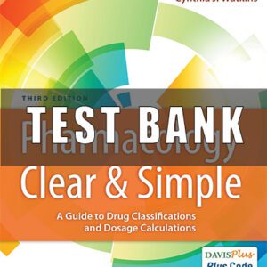 Test Bank for Pharmacology Clear and Simple 3rd Edition Watkins
