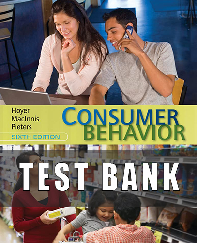 Test Bank for Consumer Behavior 6th Edition Hoyer